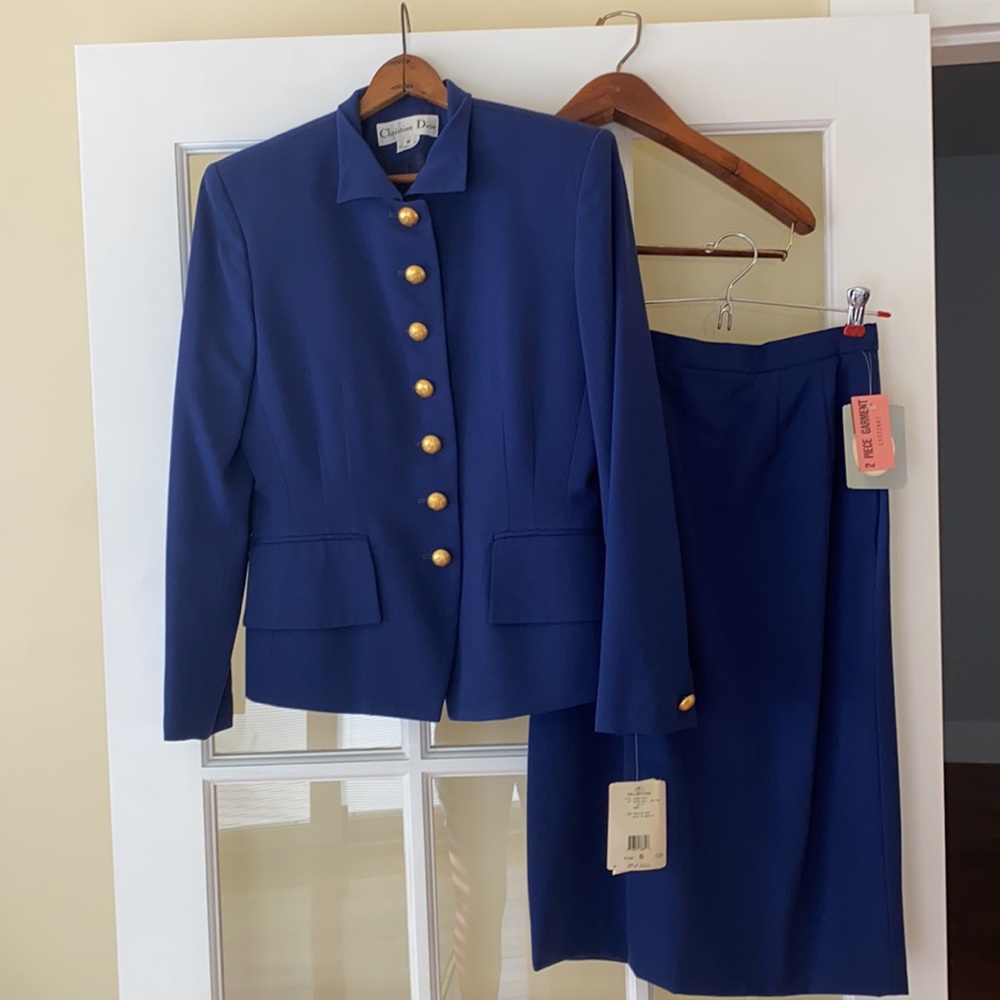 Vintage Christian Dior Blue Pantsuit Lapis